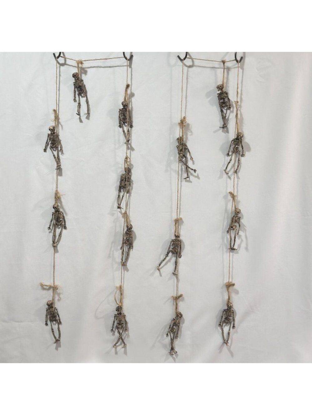 Hanging Skeleton Garland Rustic Twine Halloween Decor 2 Strings 15 Figures 6"